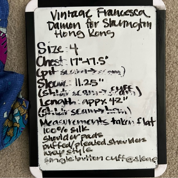 Vintage 1980s Francesca Damon for Starington Abstract Pop Floral Silk Wrap Dress - Picture 10 of 10